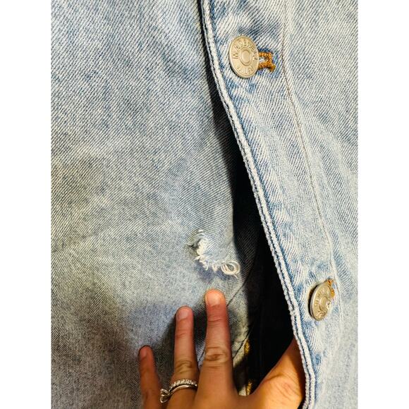 MADEWELL Light Blue Denim 100% Cotton Button Front Wrap Midi Skirt Size 27 - Picture 10 of 16